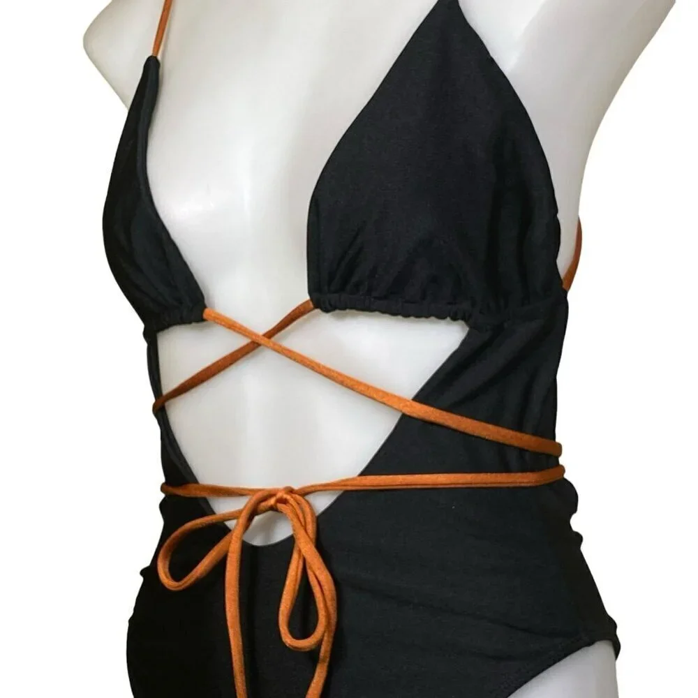Camila Coelho Angelo One Piece in Black & Camel